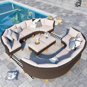 Curved Outdoor Sofa Set with All-Weather Wicker