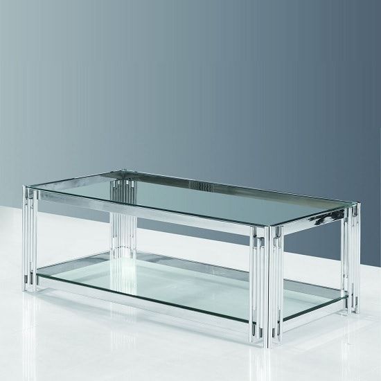 Rectangular Glass Coffee Table with Metal Base