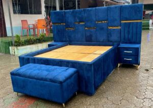 Channel Tufted Upholstered Bed with Platform Base