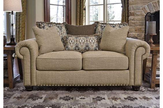 Floral Print Loveseat with Rolled Arms