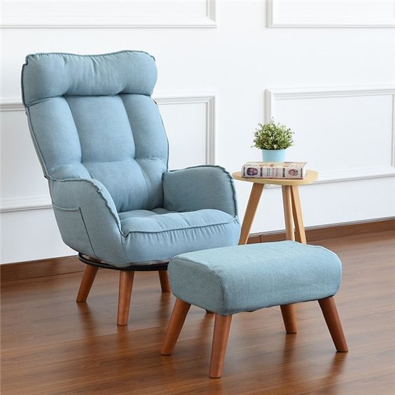 Contemporary Swivel Arm Chair with Ottoman