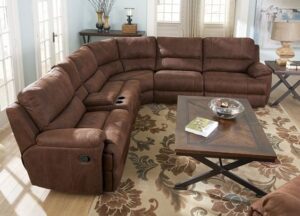 Curved Reclining Sofa Set with Built-In Cup Holders