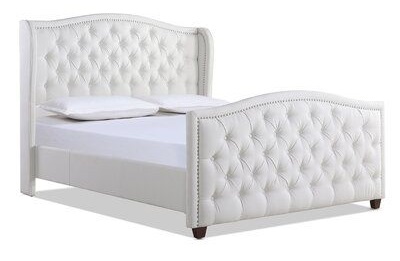 Upholstered Panel Bed with Nailhead Trim