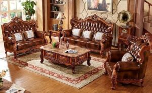 Wingback Sofa Set with Nailhead Trim