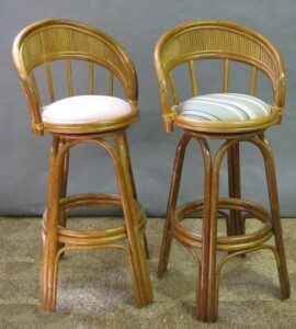 Rattan Bar Stools with Backrest