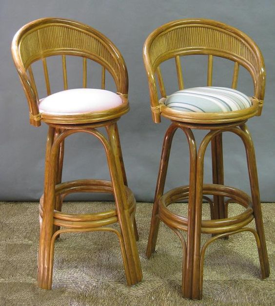 Rattan Bar Stools with Backrest
