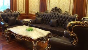 Wingback Sofa Set with Nailhead Trim