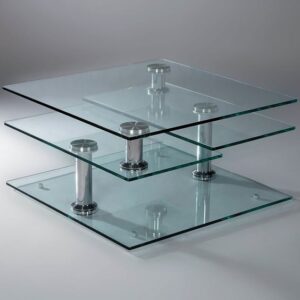 Rectangular Glass Coffee Table with Metal Base