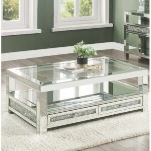 Square Glass Display Table with Built-in Shelves
