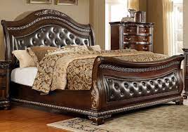 Contemporary Leather Sleigh Bed