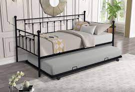Metal Frame Daybed with Pop-Up Trundle