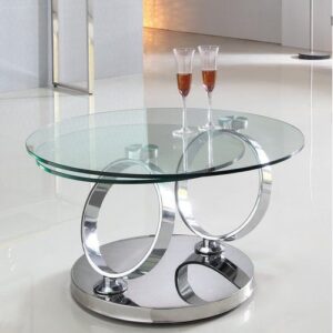 Oval Glass End Table with Wooden Legs