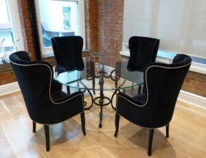 Contemporary Glass and Chrome Dining Table