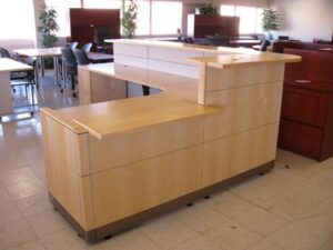 L-Shaped Reception Desk with Hutch