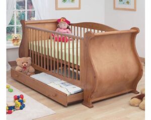 Sleigh Style Baby Cot with Carved Details