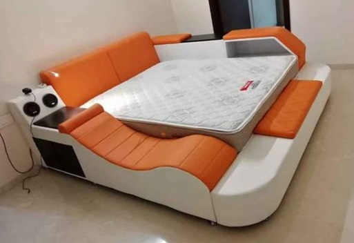 Velvet Upholstered Platform Bed with Crystal Button Tufting
