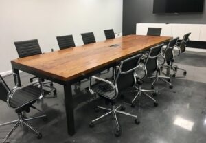 Rustic Charm: Reclaimed Wood Oval Conference Table