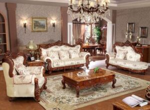 Wingback Sofa Set with Nailhead Trim