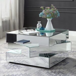 Rectangular Glass Coffee Table with Metal Base