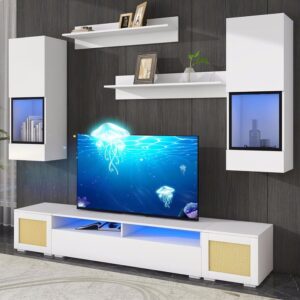 Floating TV Stand with Wall-Mounted Center Table Set