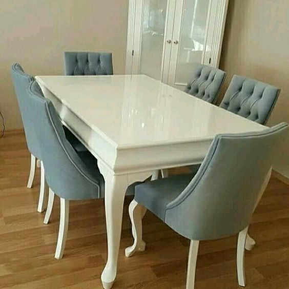 Wooden Dining Table Combined with White 