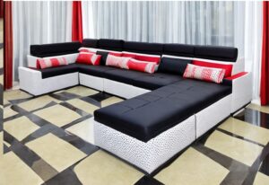 Contemporary Leather L-Shaped Sofa Set