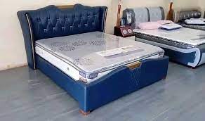 Beige Linen Upholstered Wingback Bed