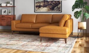 Wood and Leather Combination Sofaset with Exposed Frame