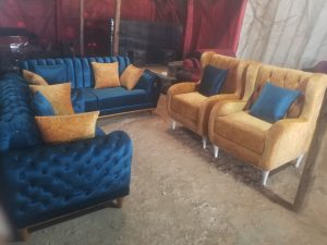 Casual Fabric Upholstered Sofaset