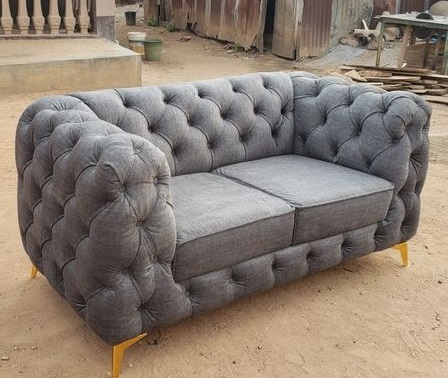 Economical Linen Upholstered Sofa with Tapered Legs