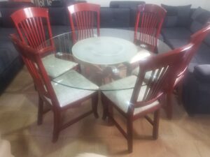 Round Glass top Dining Table 6 seater