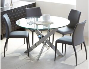 Compact Glass and Chrome Dining Table