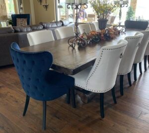 High end Elegant dining tables with upholstered chairs
