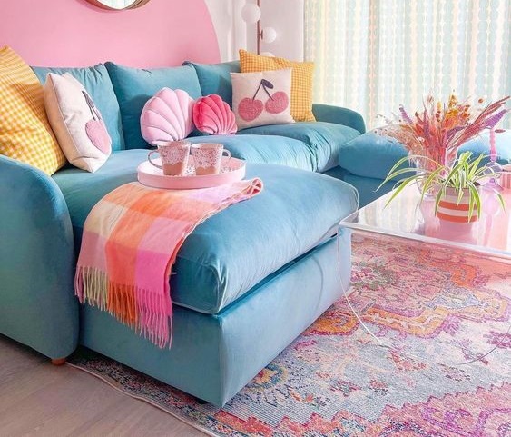 Vibrant Colored Fiber Sofaset