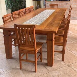 Compact Square Wooden Dining Table 12 Seater