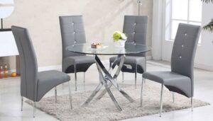 Compact Glass and Chrome Dining Table