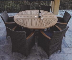 Round Drop-Leaf Outdoor Dining Table