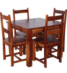 Compact Square Wooden Dining Table 4 Seater