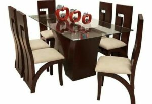 Affordable Rectangular Glass Dining Table 6 Seater