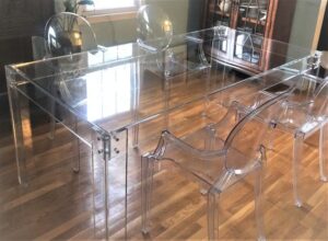 Acrylic and Chrome Dining Table