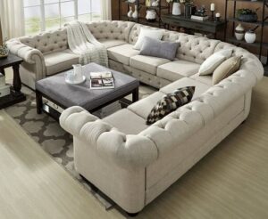 Modern Microfiber U- Shaped Chesterfield Sofa