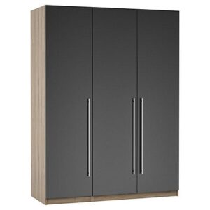 Elegant Mango Wood Veneer Wardrobe 3 doors 