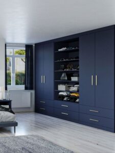 Wooden Finish Wall Wardrobe with Drawers