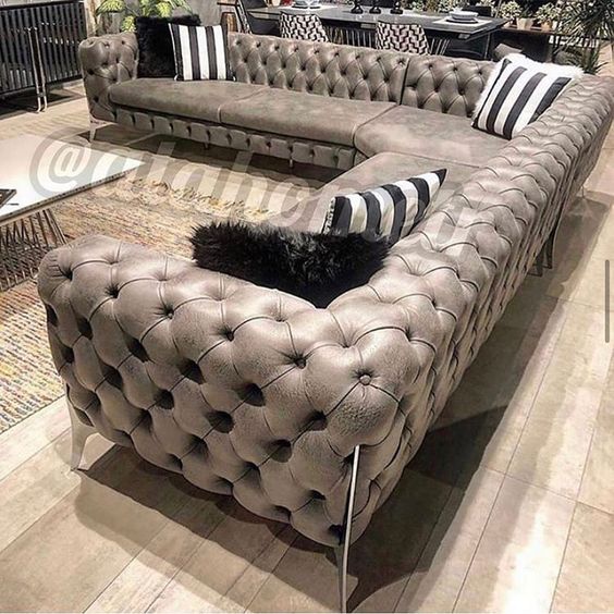 Chesterfield Sectional with Ottoman