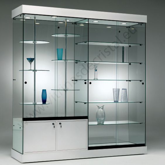 Illuminated Glass Showcase with Adjustable Shelves