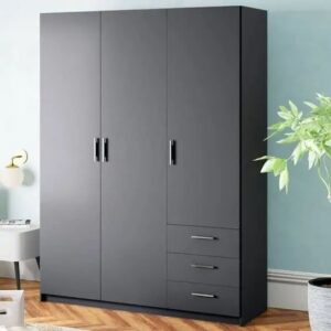 Elegant Mango Wood Veneer Wardrobe 3 doors 