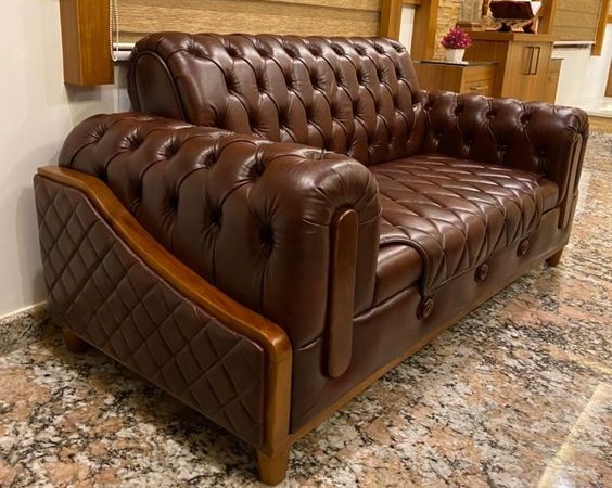 Compact Two-Seater Fabric chesterfield Sofaset