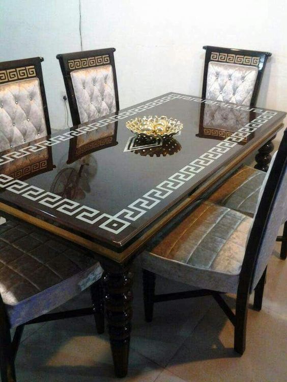 Modern Glass and Wood Round Dining Table