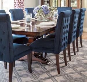 High end Elegant dining tables with upholstered chairs