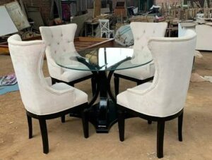 Compact Glass and Chrome Dining Table